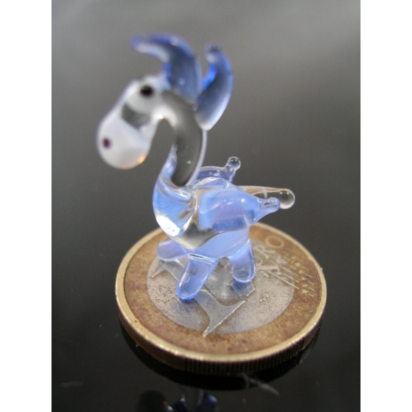 Drache mini blau klar - Miniatur Drachen Glas Figur Setzkasten Glücksbringer Vitrine