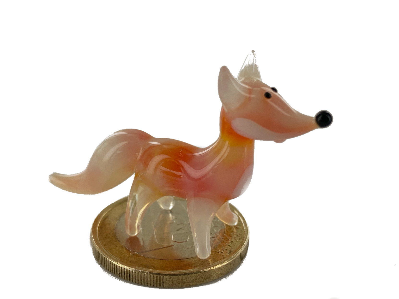 Fuchs Mini Figur - Setzkasten Stehend Deko aus - Glasfiguren Bastick | Rot Miniatur Vitrine Glas Orange Rot