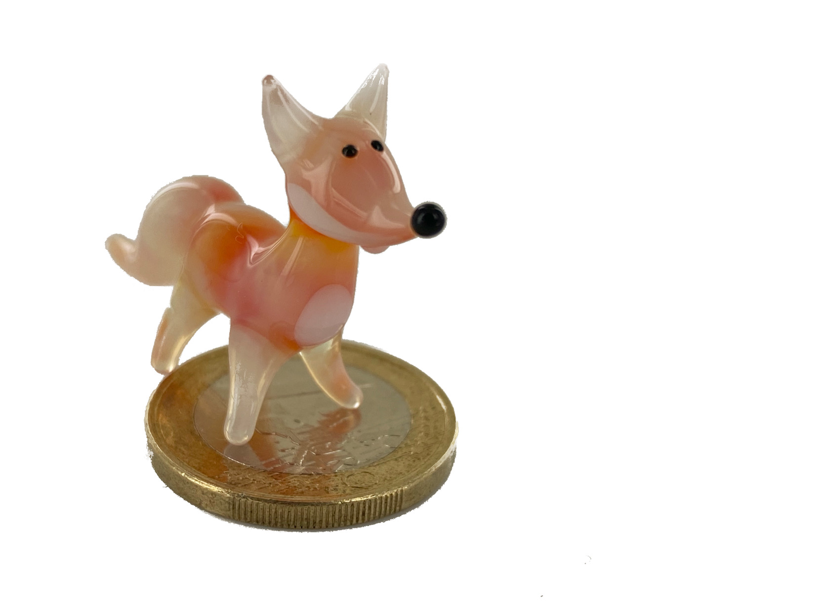 Rot Glas Fuchs Mini | Rot Vitrine Glasfiguren Orange aus Miniatur - Figur Deko Bastick Setzkasten - Stehend