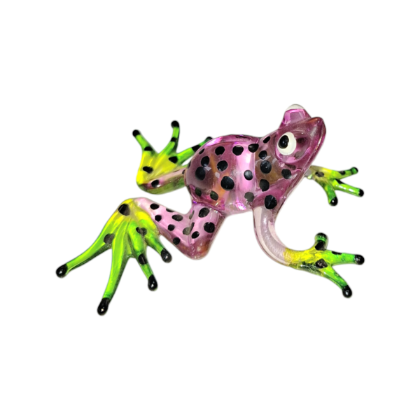 Frosch lila mit schwarzen Punkten