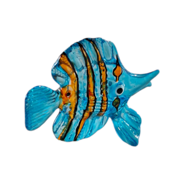 Zierfisch Blau Orange - Glas Figur Korallenfisch Streifen -