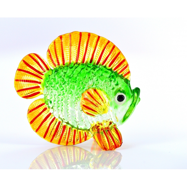 Zierfisch Grün Orange - Glas Figur Korallenfisch s - 7